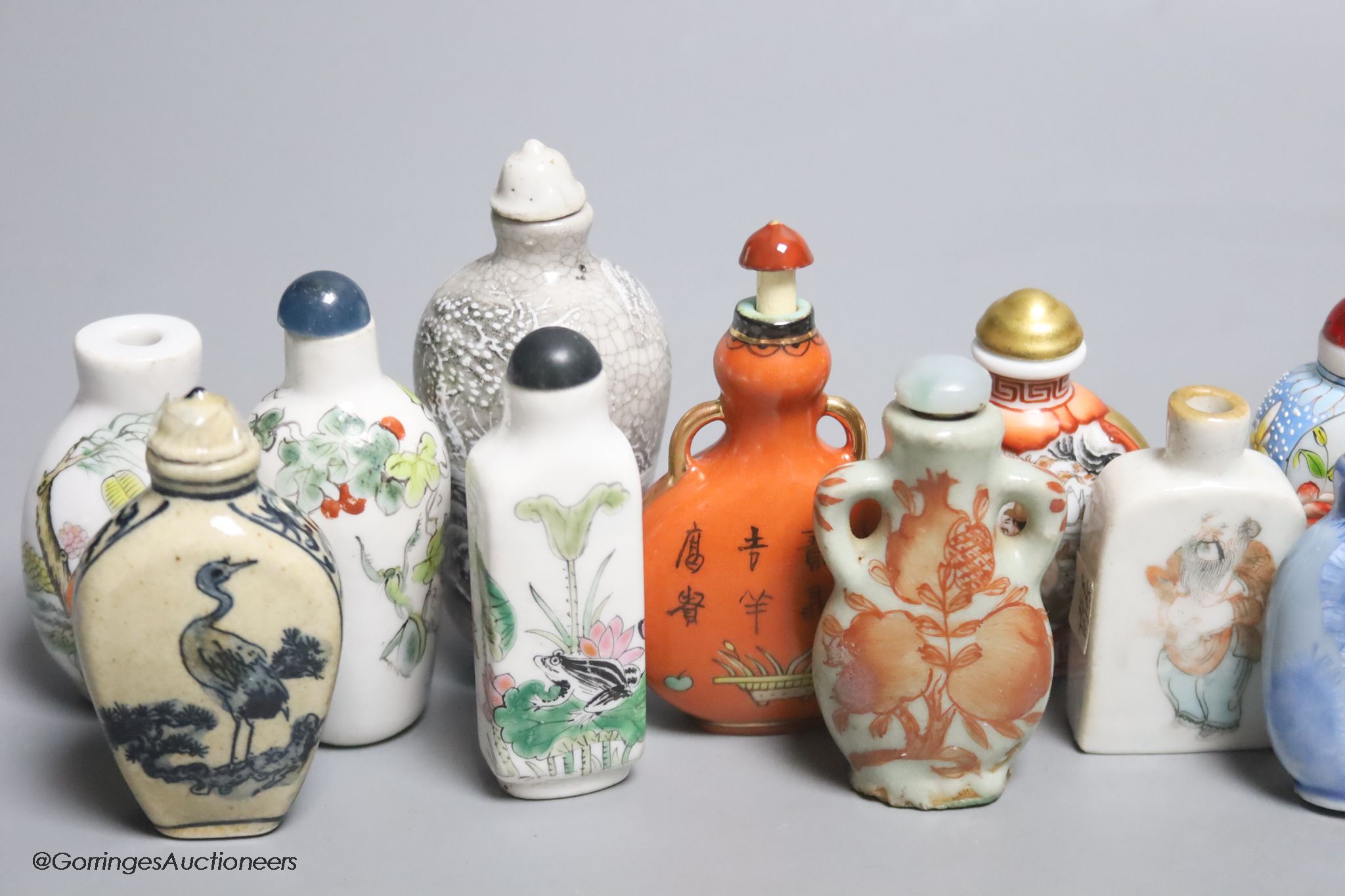 A collection of eighteen Chinese porcelain snuff bottles